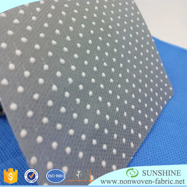 Anti-slip spunbond nonwoven fabrics with PVC dot for hotel slippers