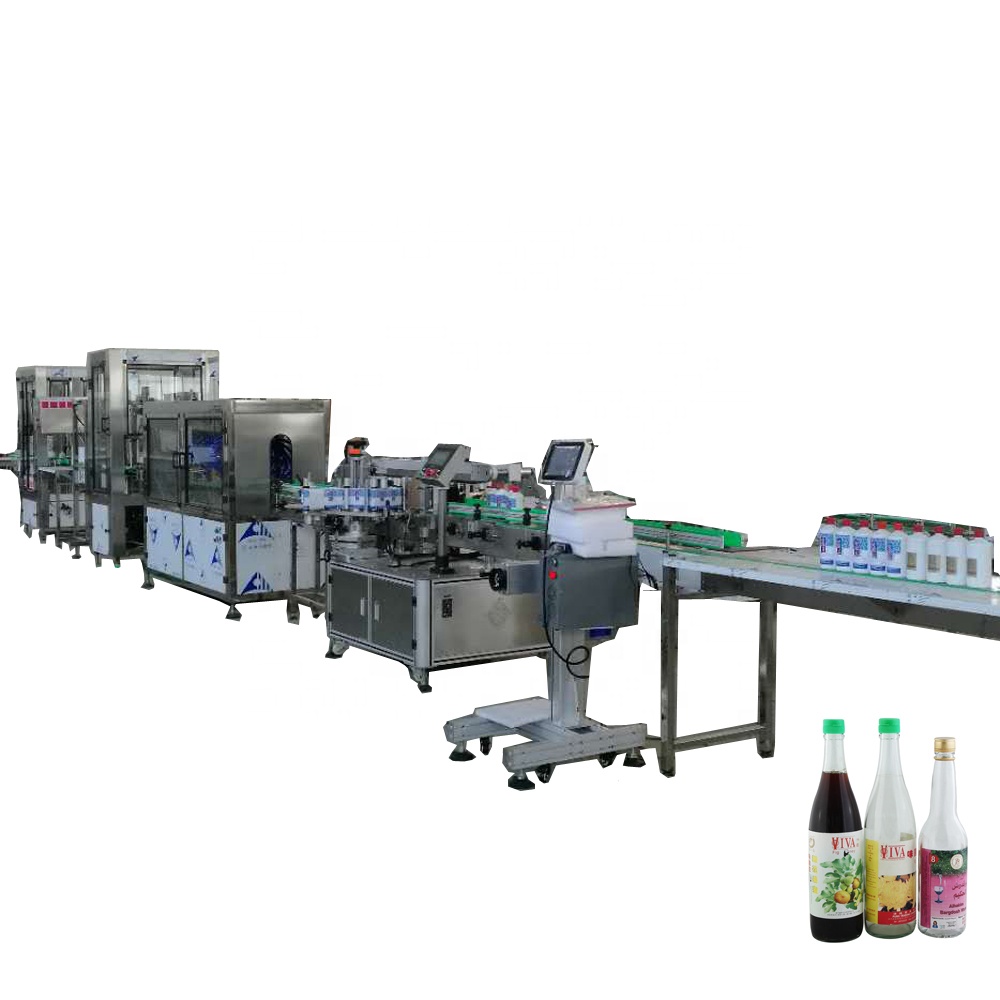 Automatic linear soda water glass bottle filling and sealing machine line