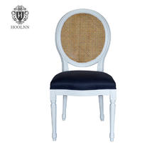 P2196-6 Vintage French Louis Oak Framed Upholstered White Lacquer Button Oval Back Dining Chair