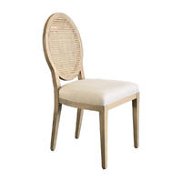 French Style Round Cane Back Oak Wooden Dining Chair P1280