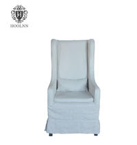 French-style Dining Chair Upholstered with White Linen P0080