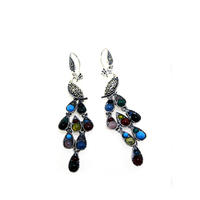 Cheap antique silver color stone peacock earring models