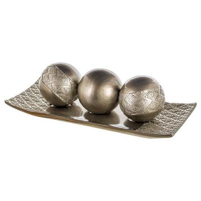 Silver Popular Design Polyresin Tray & Balls for Home Decoration