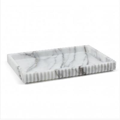 Luxury hotel resin white marble amenity serving coffee tray