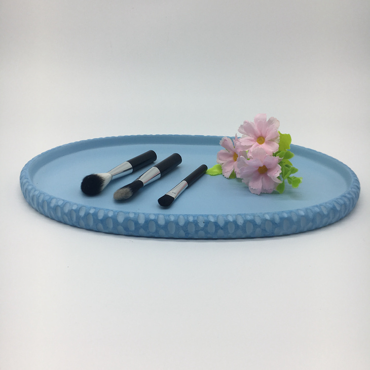 High Quality Luxury Blue Resin Decorative Serving Tray for Hotels