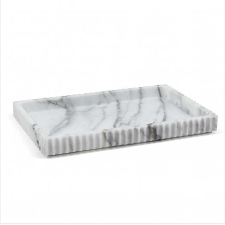 Hot sale polyresin marble effect hotel bathroom accessories amenity tray