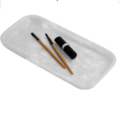 Tray transparent poly resin pearl bathroom accessory amenity tray