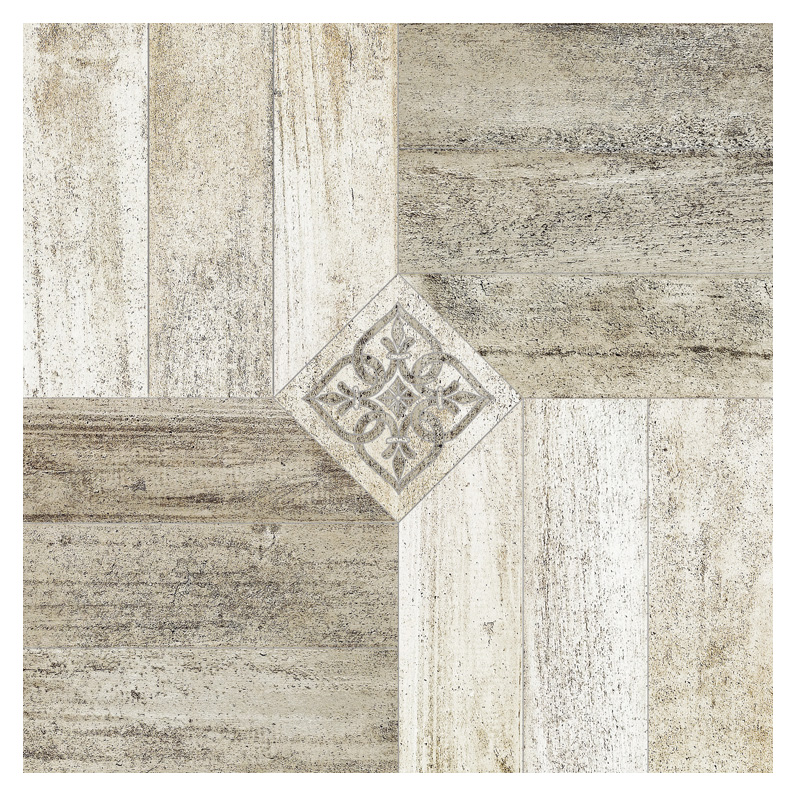 Floor porcelain tile wood medallions