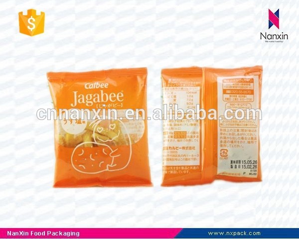 plastic french fries packaging back seal bag with window