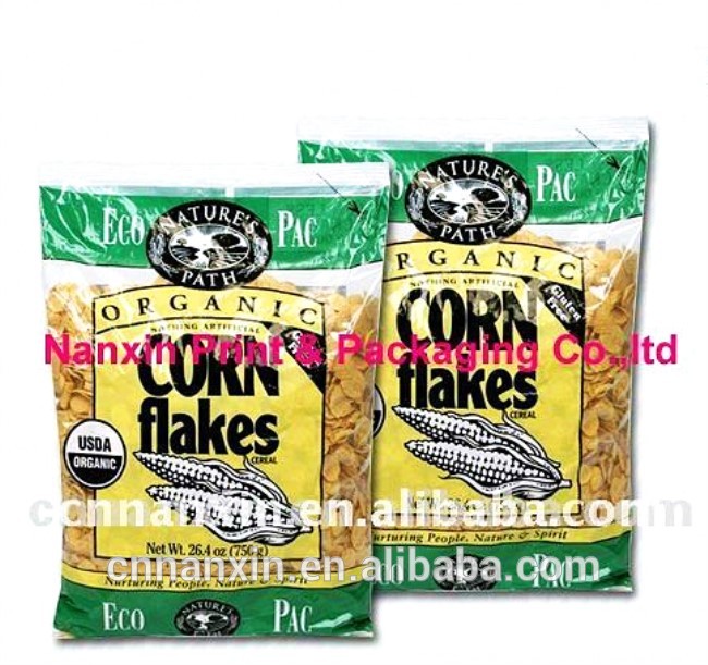 plastic food bag for corn flakes packaging
