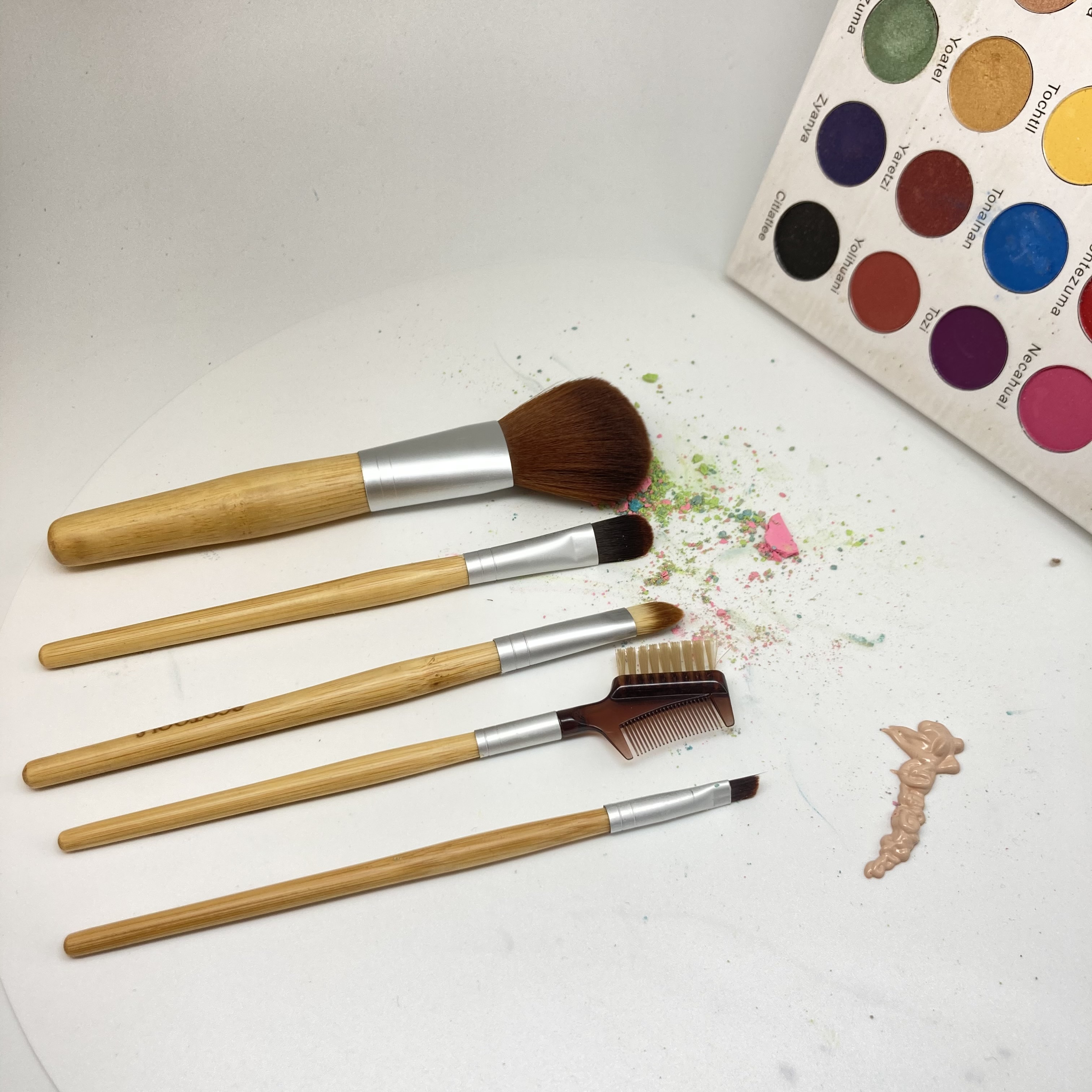 Private label bamboo cosmetic make up brush tool pro makeup brush set