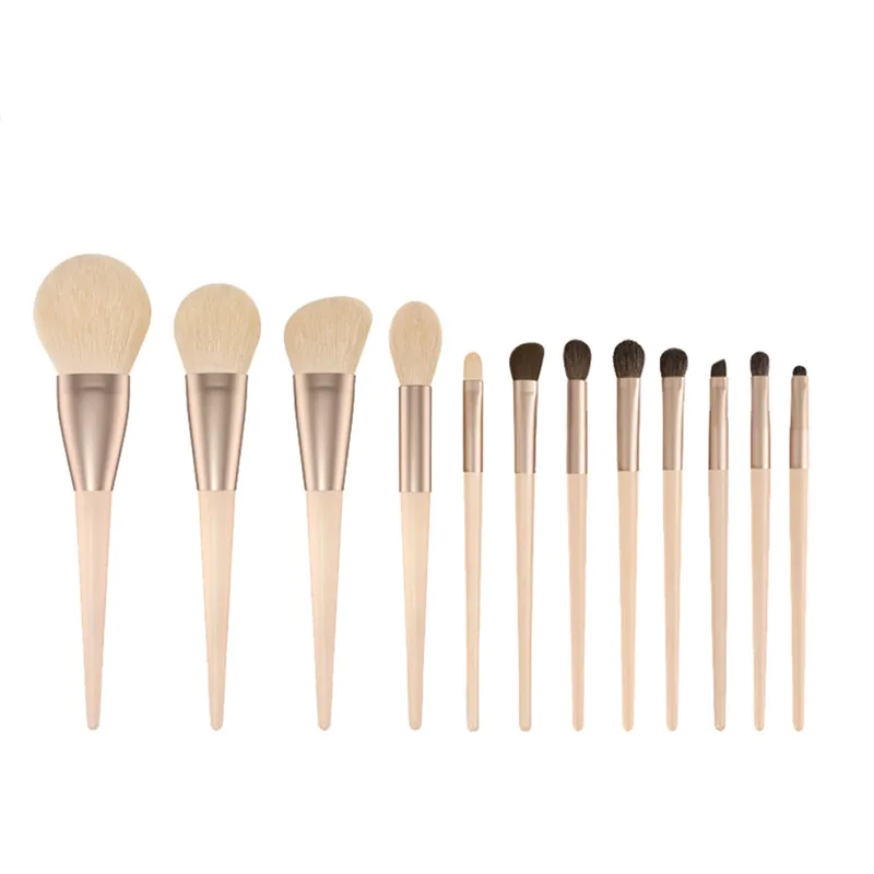 12 pcs Professional private label bag Goat Animal Natural hair Makeup Brush Set