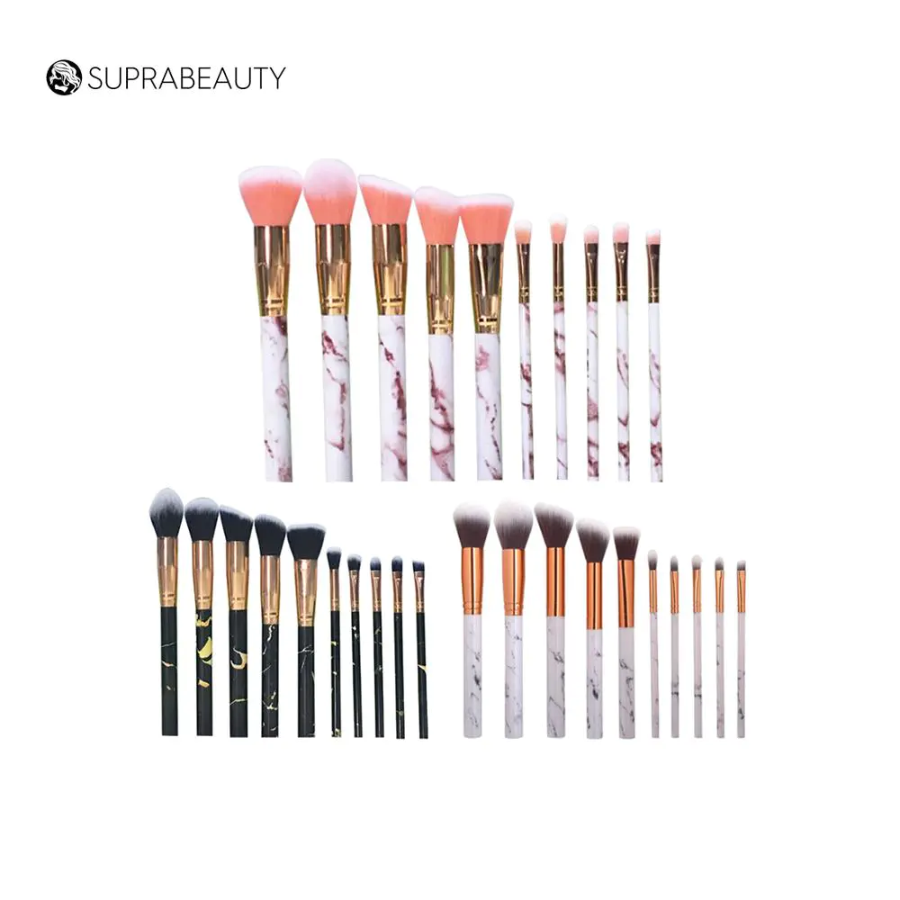 Set di pennelli cosmetici in marmo nero con supporto per il viso in polvere Kabuki per trucco