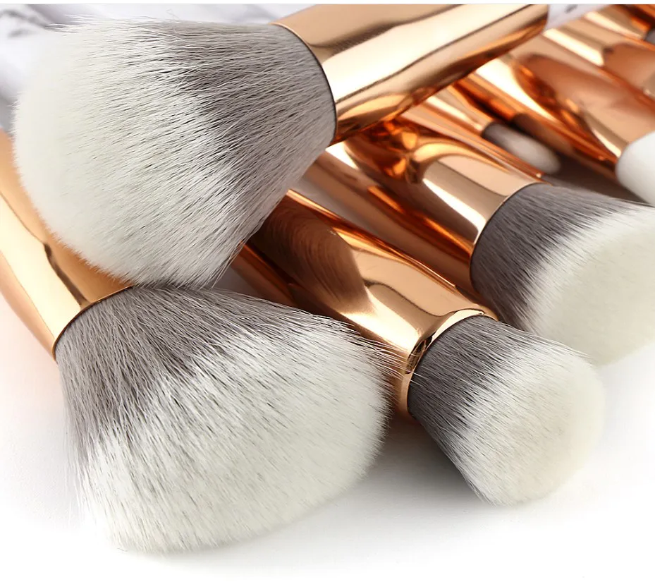 Luxury vegan synthetic hair custom logo eye makeup brush sets marble makeup brushes