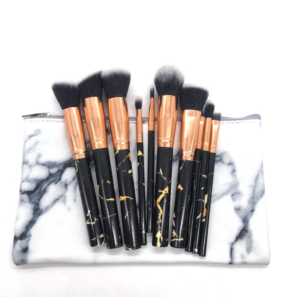 Maquillage Kabuki Powder Face Holder Air Make Up Set de pinceaux cosmétiques en marbre noir