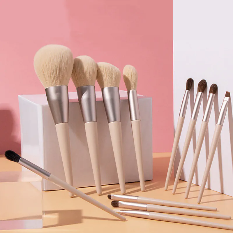 12 pcs Professional private label bag Goat Animal Natural hair Makeup Brush Set