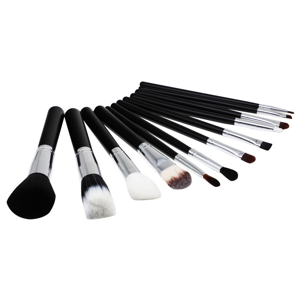 Suprabeauty brand customized color 12pcs natural hair foundation powder eye brow brushes tool custom logo Makeup Brush kit