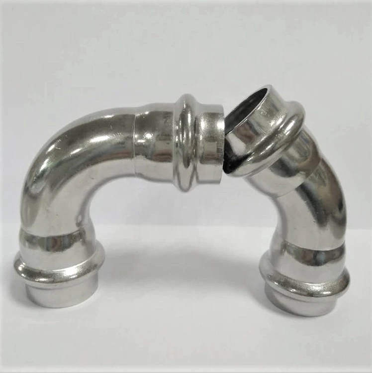 European standard SUS304/316 stainless steel elbow pressing fittings for water pipe connections