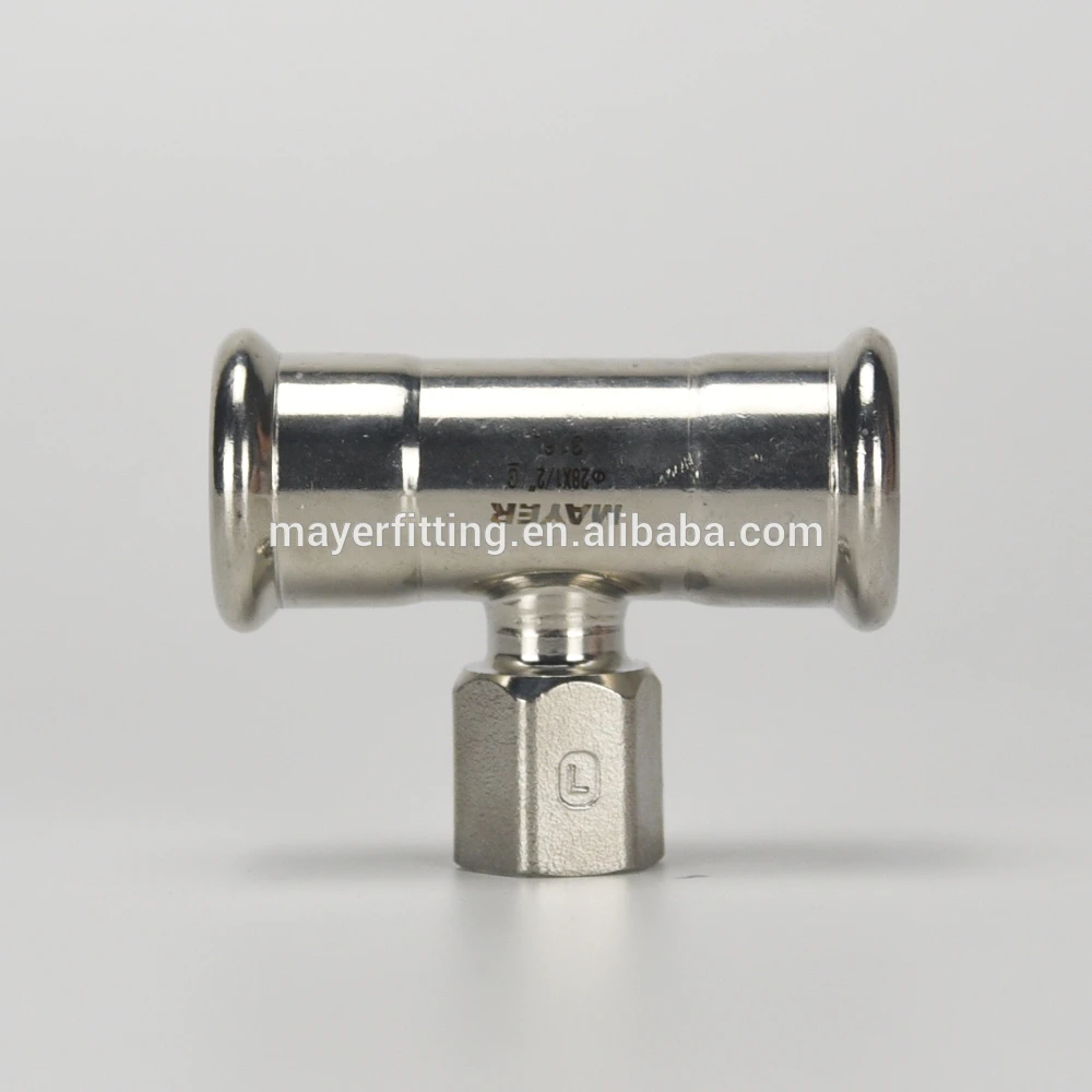 Factory Supply SS 316L Female Tee Pipe Fitting 28x1/2
