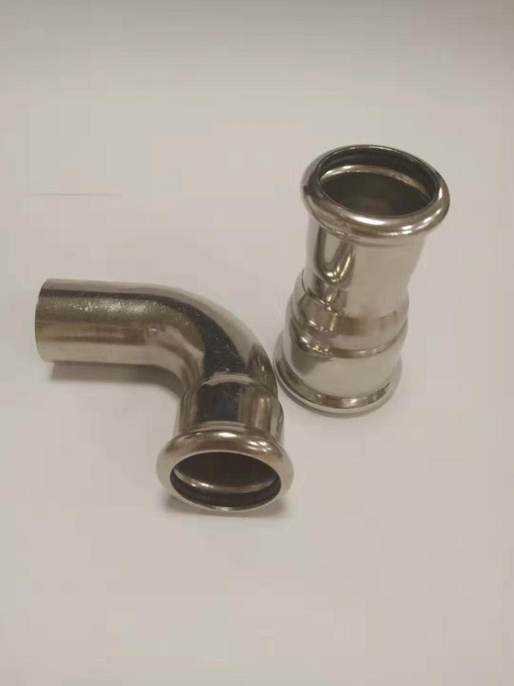 Stainless Steel press fitting 90 elbow with plain end like Mapress