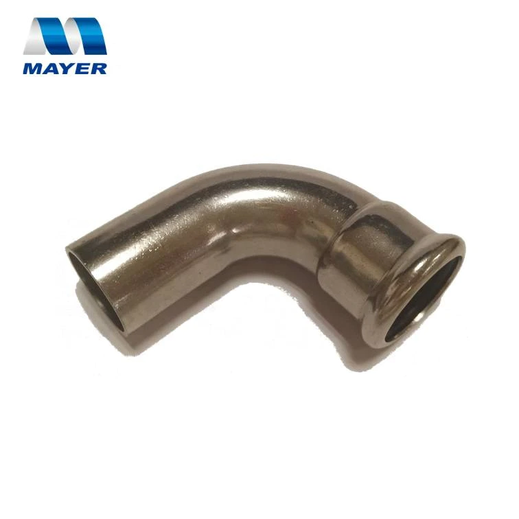 Hot sale Stainless Press tube fitting 90 degree elbow with plain end for cooling system