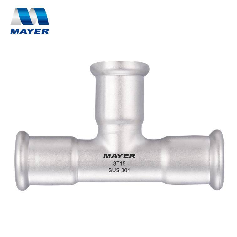 ss304 equal tee stainless steel for water system Viega fitting