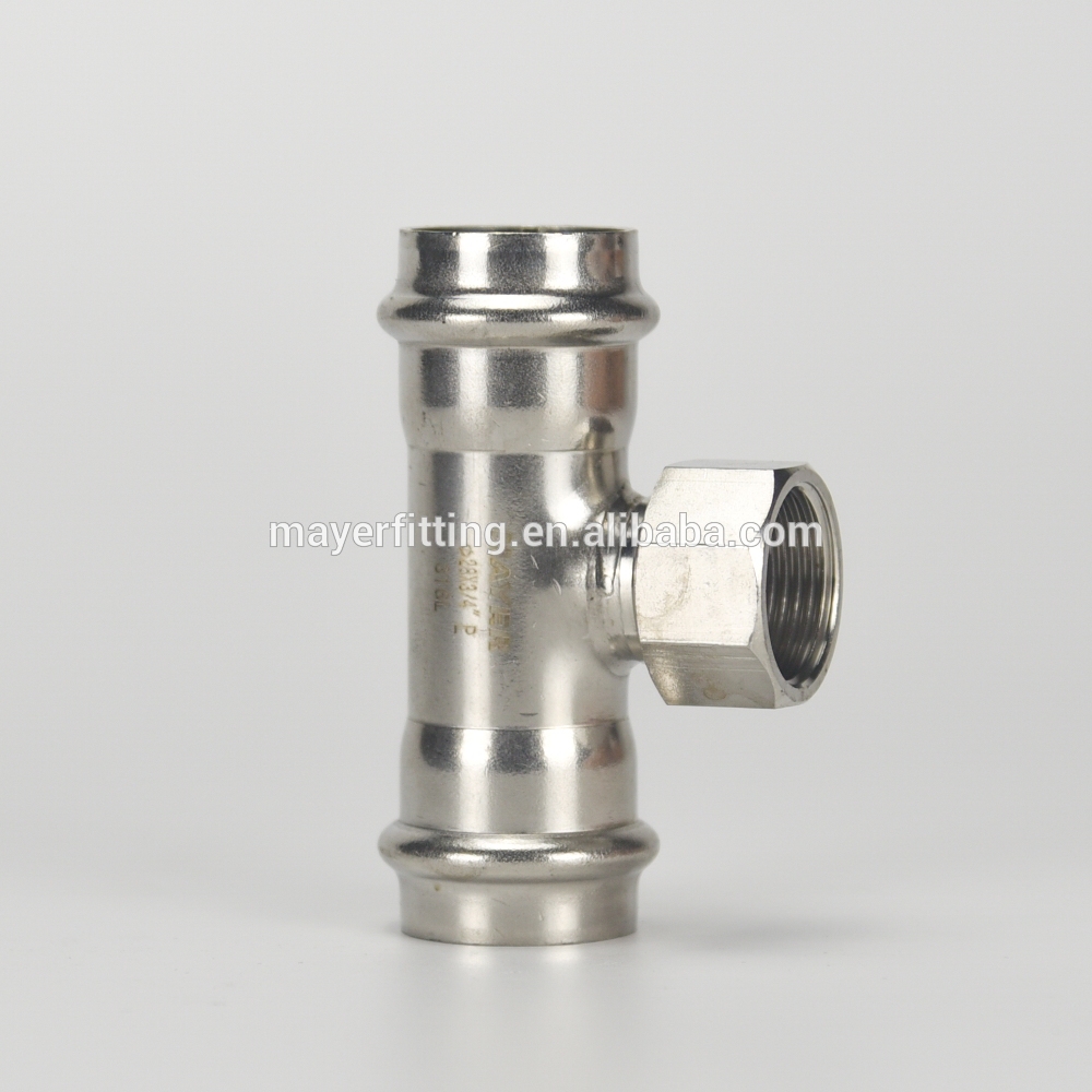 High quality plumbing materials stainless steel threaded 304/316 equal tee pipe fittingsfor water supply