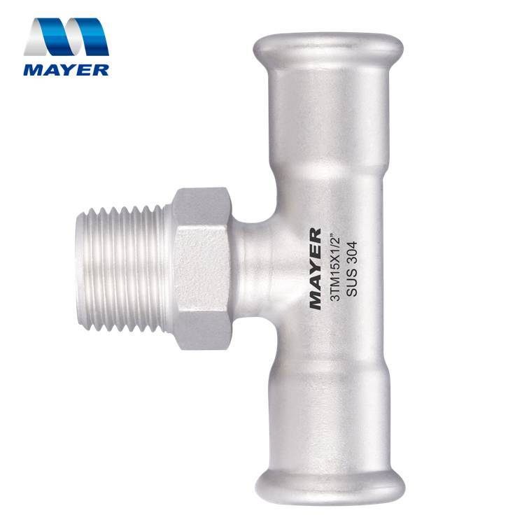 304 or 316L G Stainless Sanitary Fitting Male Tee M Profile