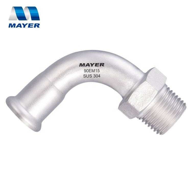 Factory Direct Sanitary Pipe Fittings 90 Degree Long Radius male Elbow/Bend ss304/316l