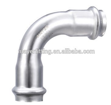 European standard SUS304/316 stainless steel elbow pressing fittings for water pipe connections