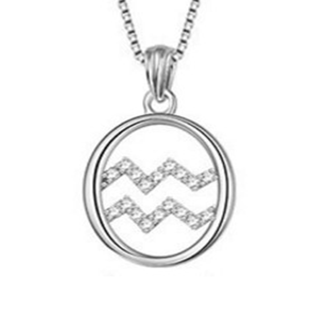 Zodiac Aquarius solid 925 silver jewelry pendant