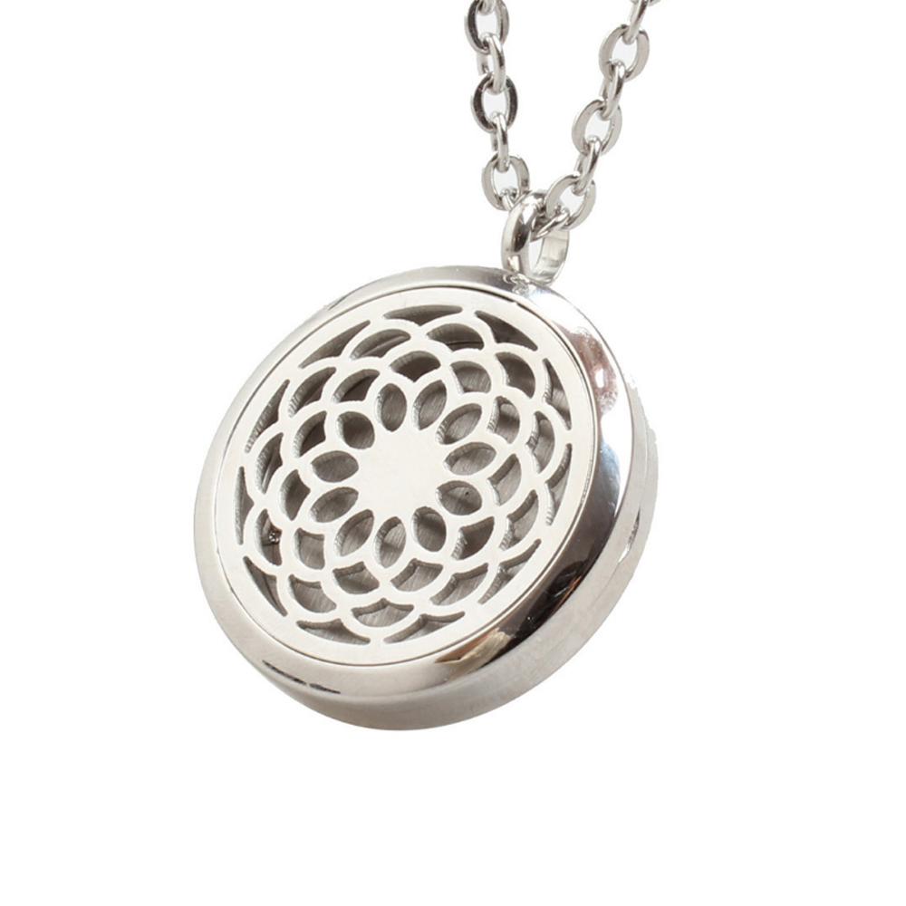 925 silver hollow flower essential oil diffuser necklace pendant