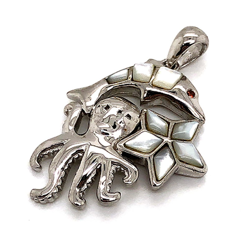 Beautiful Silver Graceful Shell Dolphin Octopus Starfish Marine Animal Charm Pendant