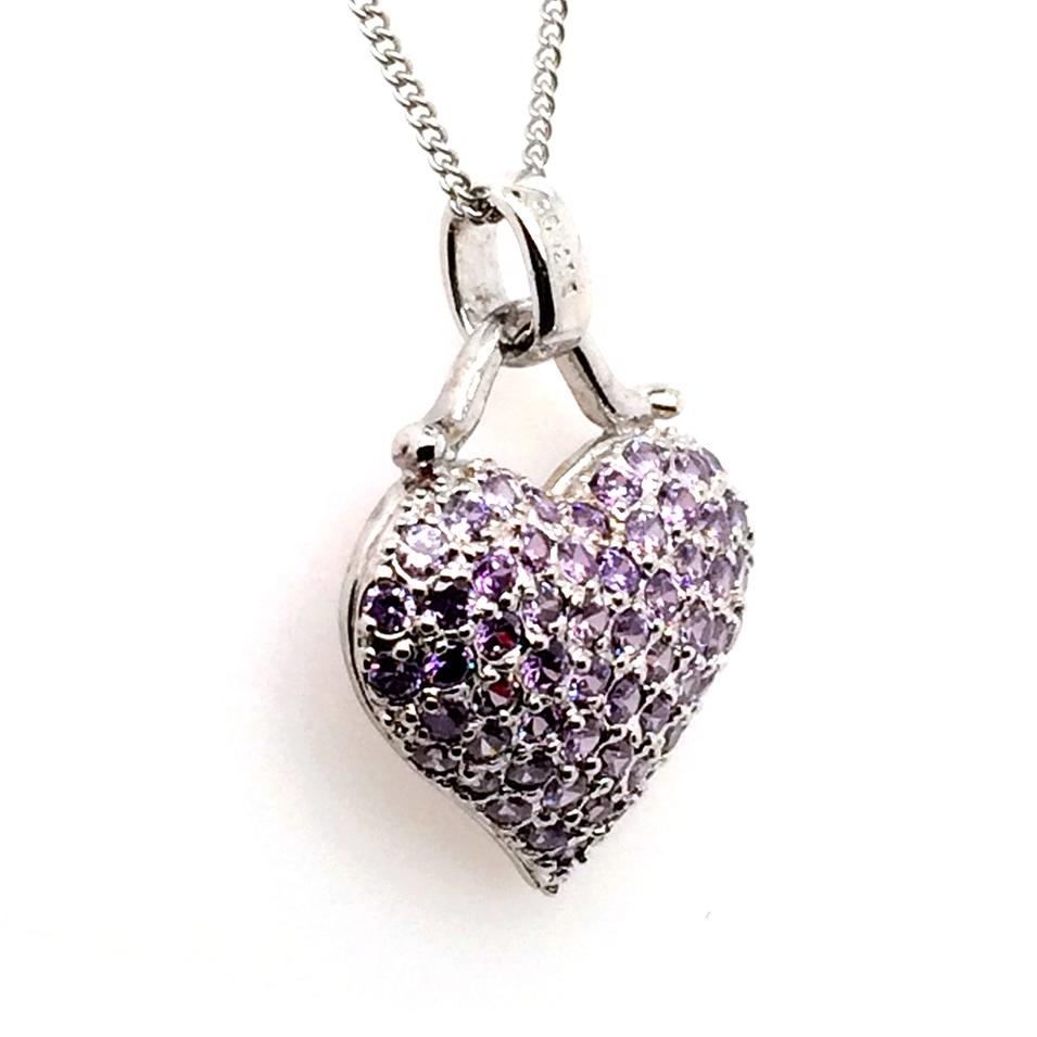 Amazing Beautiful Cute Purple Cz Heart Shape Ladies Wholesale Pendant Pave Settings