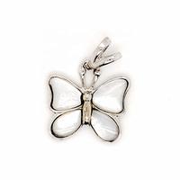Diffuse White Pearl Oyster Butterfly Shape Mexican Sterling Silver Pendants