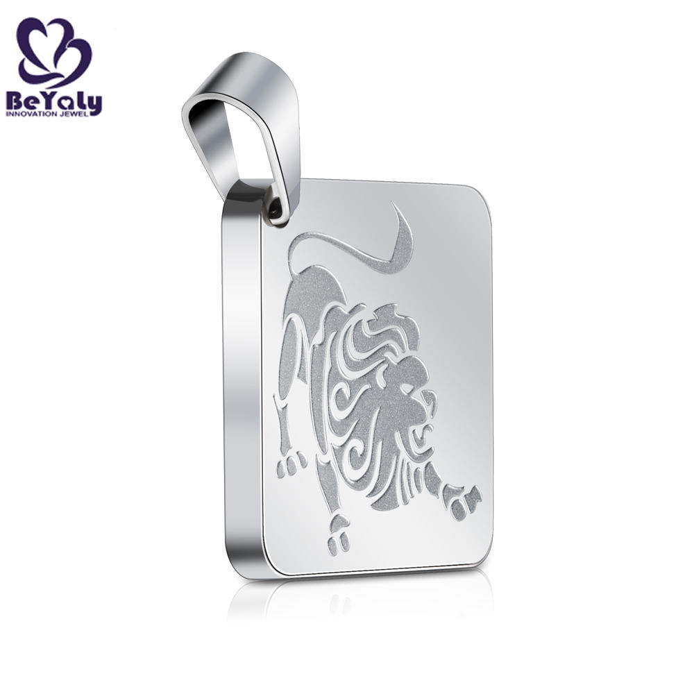 product-Square shape stainless steel custom engraved lion pendants-BEYALY-img-3