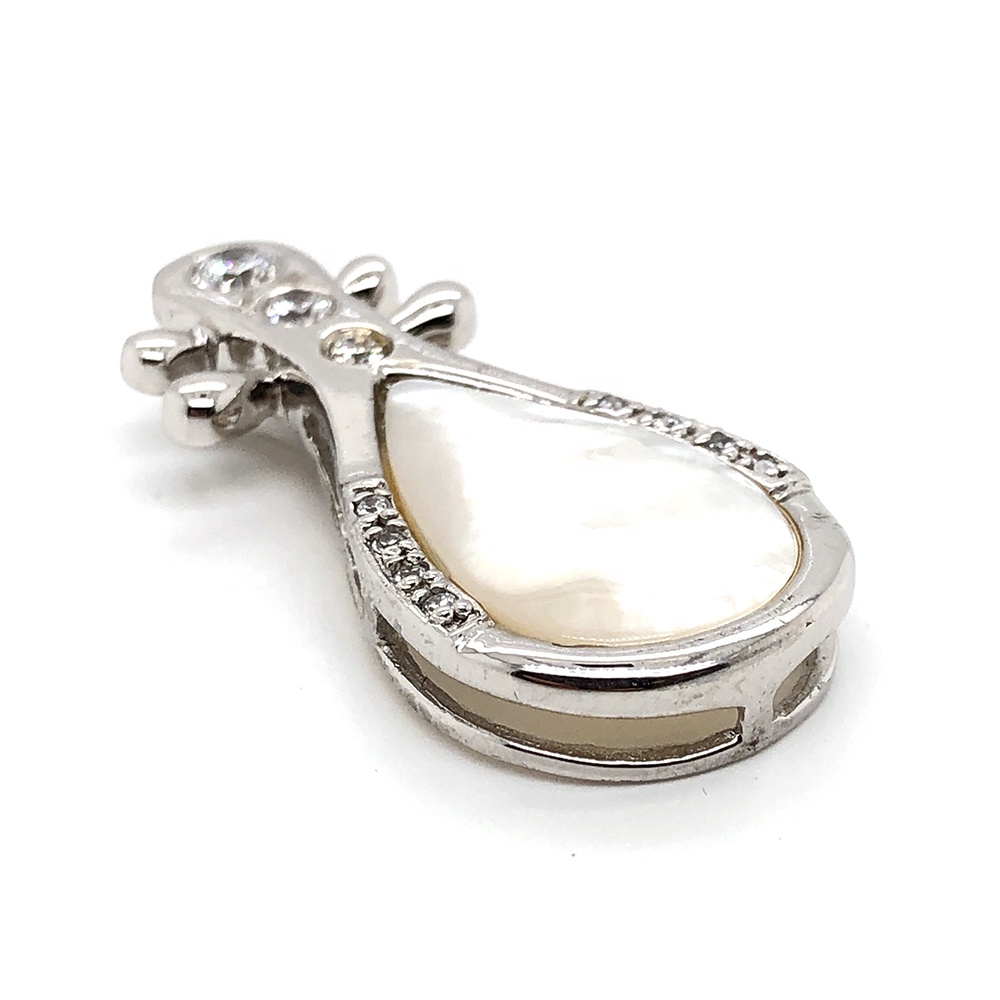 White Pearl Oyster Pipa Shape Chinese Musical Instruments Locket Pendant