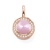 Hot Selling Round Shape Pink Stone Silver Locket Charm Pendant