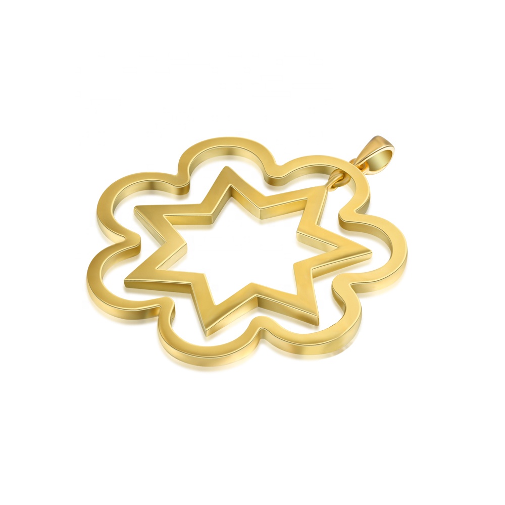 Gold Sun Shape Design Silver Manly Necklace Pendant