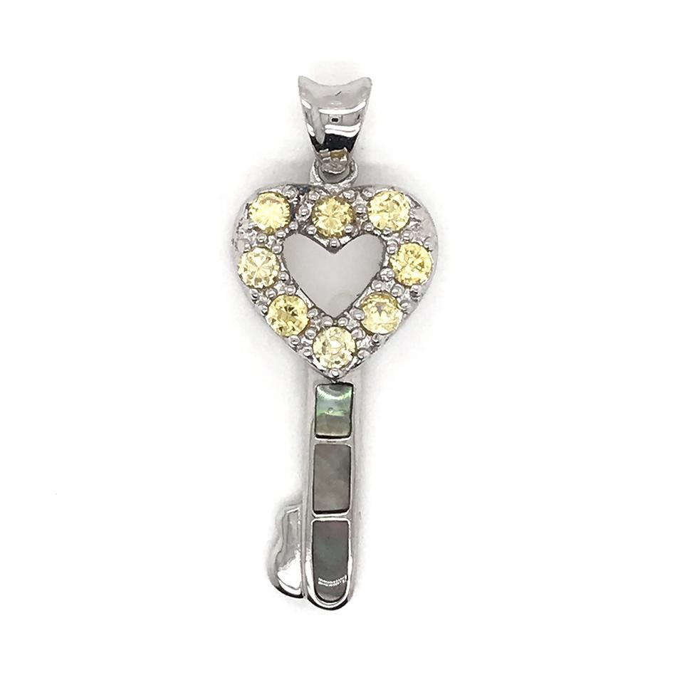 Delicate Hollow Design Cz Heart Design Shell Key Silver Custom Charm Pendant
