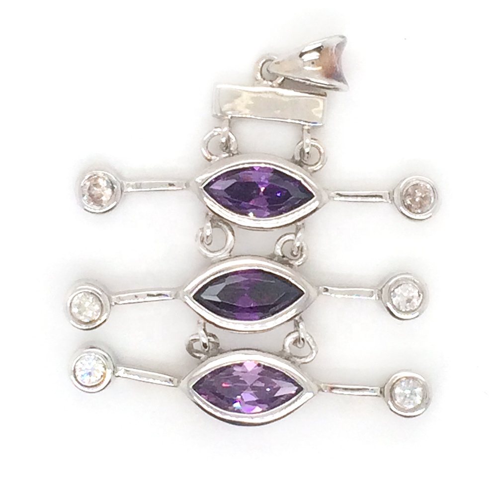 Elegant High Quality Silver Bezel Purple Gemstone Insect Natural Design Pendant