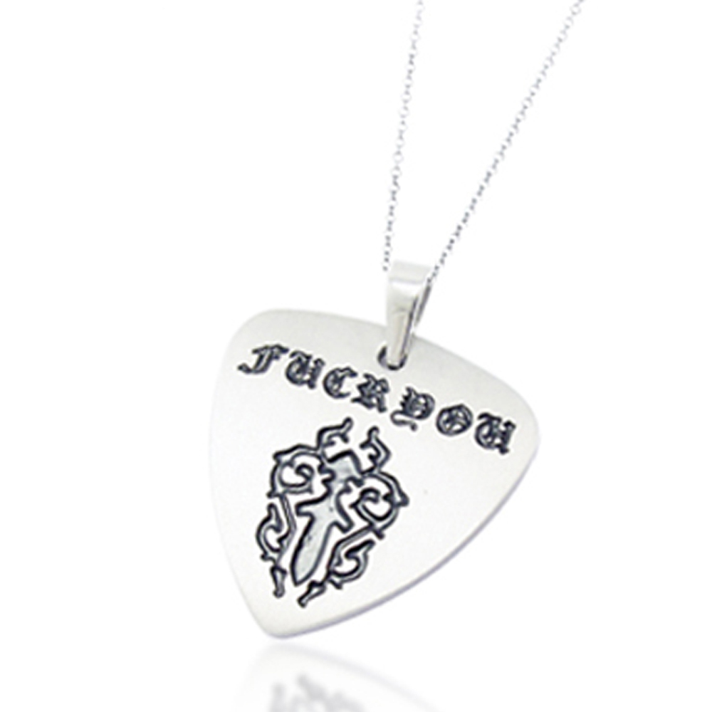 Deep engraved shiny guitar pick shape seven chakra pendants