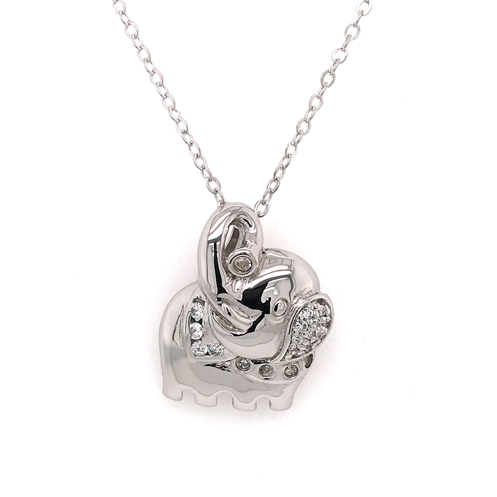 Wholesale High Quality Cute Silver Elephant Necklace Pendant Unisex