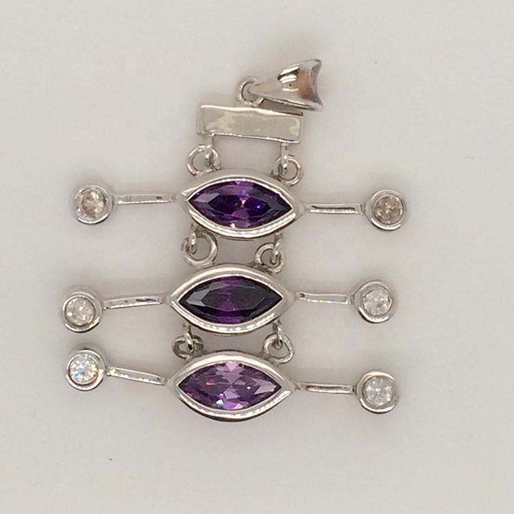 product-BEYALY-Elegant High Quality Silver Bezel Purple Gemstone Insect Natural Design Pendant-img-2