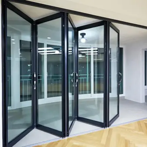 Aluminum Frame Accordion Door Tempered Glass Folding Door Factory