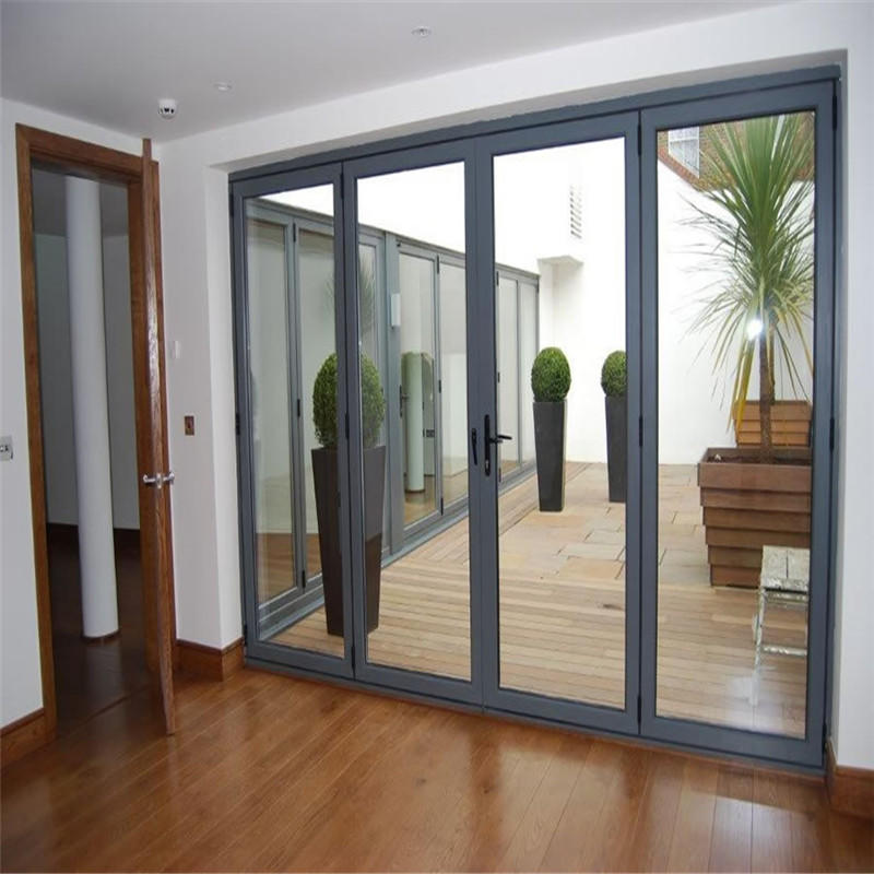 Gray 12*8 feet American style double tempered glass aluminum folding doorbifolding door