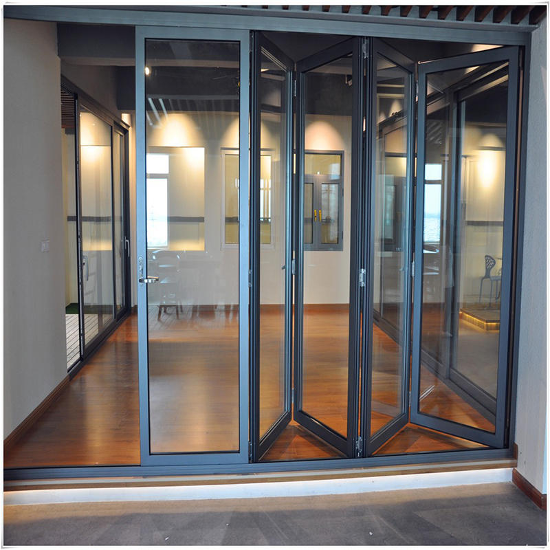 Factory Price Double Glass 5mm+24Amm+5mm German Accessories Cold InsulationAluminum Folding Door