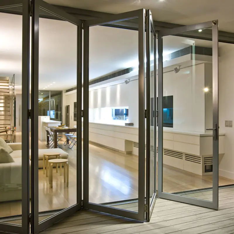 Simple design aluminum glass bi-folding door for house/commercial