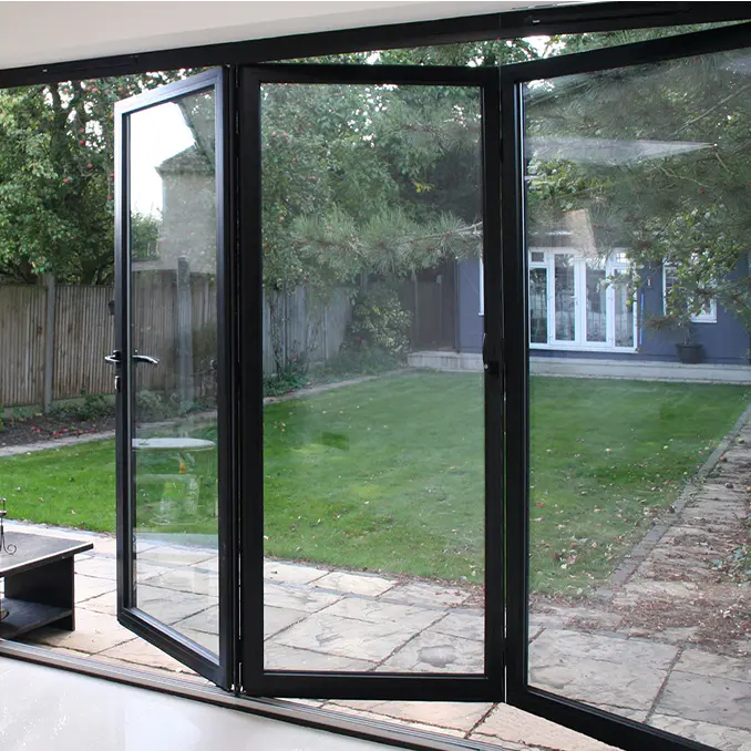 Best Quality Clear Tempered Glass Aluminum Frame Heat Prevention Aluminum Folding Door