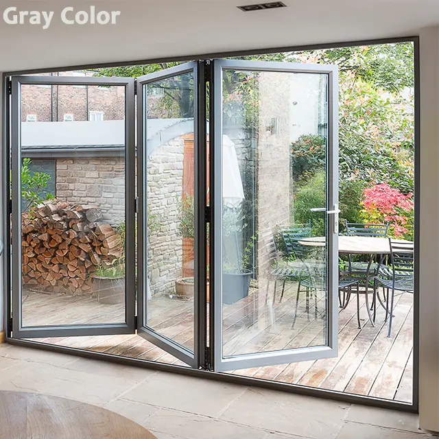 Luxury Veranda Insulated Tempered Glass Living Room Folding Doors Alumim Folding Doors